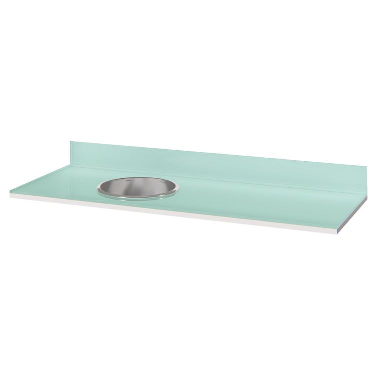 Mesada Vidrio OxiWhite + bacha Hasta 195cm