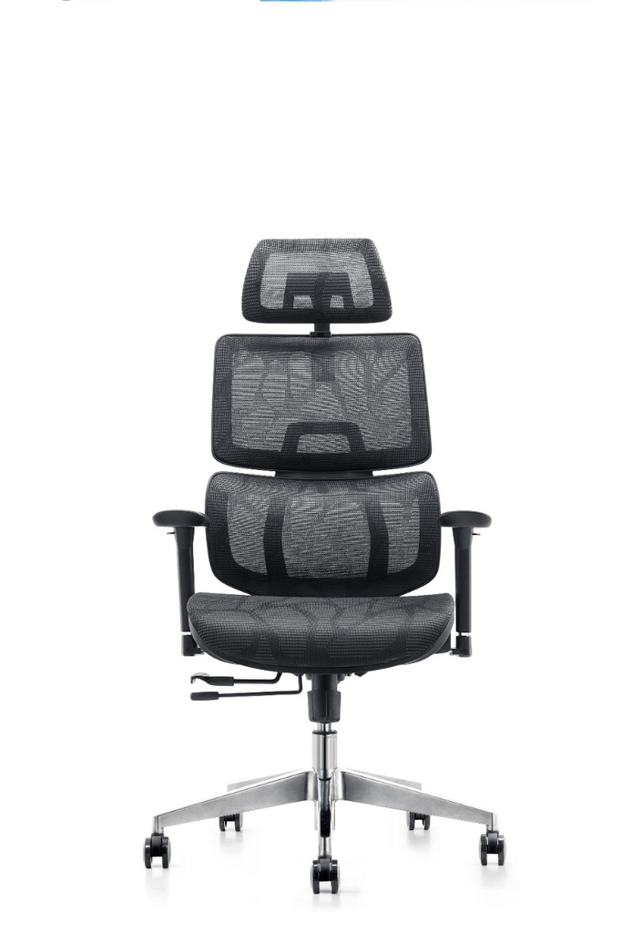 Silla TESLA  Negra - Apoyabrazos 2D - Estructura CROMADA- Ruedas de Goma