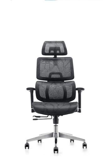 Silla TESLA  Negra - Apoyabrazos 2D - Estructura CROMADA- Ruedas de Goma