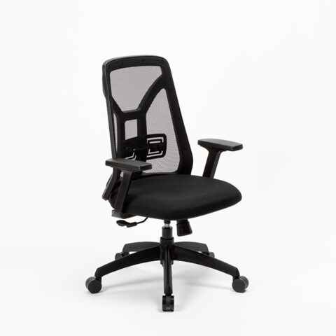 SILLA TOKIO  Negra - A-syncro. Apoyabrazos Tokio 2 D.- Ruedas PU